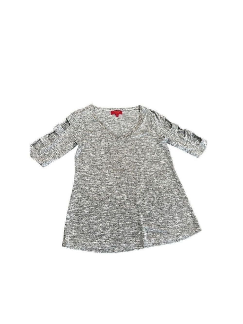 JENNIFER LOPEZ Shirt Womens Size Small Gray Rhinestone V-Neck size Small